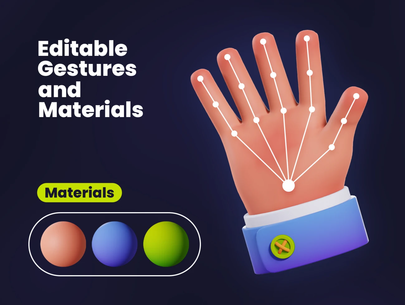 40款不同手势3D模型设计素材 Hand Gestures 3D Illustration .blender .psd .xd .figma插图5