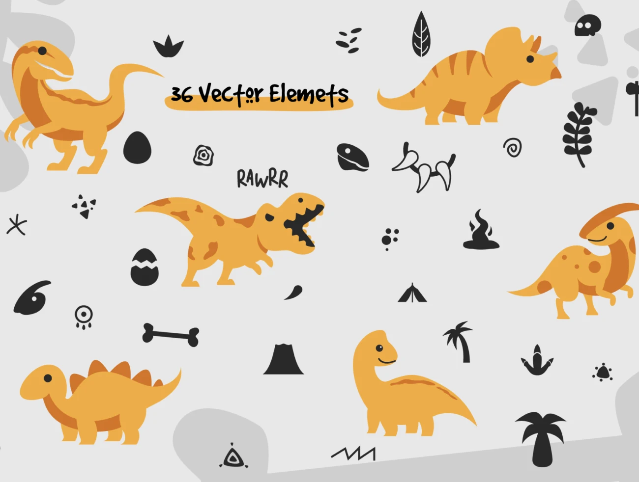 14款侏罗纪公园恐龙插画矢量图案素材 Jurassic Pack Graphic & Pattern Element .ai插图7