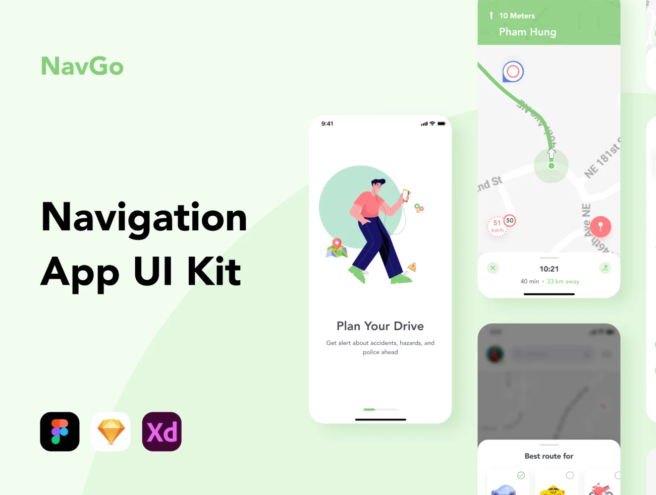 50屏手机地图导航应用UI套件设计素材 NavGo – Navigation App UI Kit .sketch .xd .figma插图1