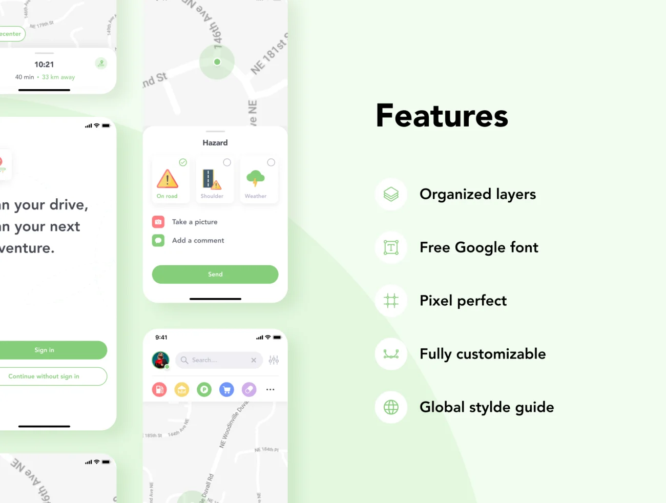 50屏手机地图导航应用UI套件设计素材 NavGo – Navigation App UI Kit .sketch .xd .figma插图3