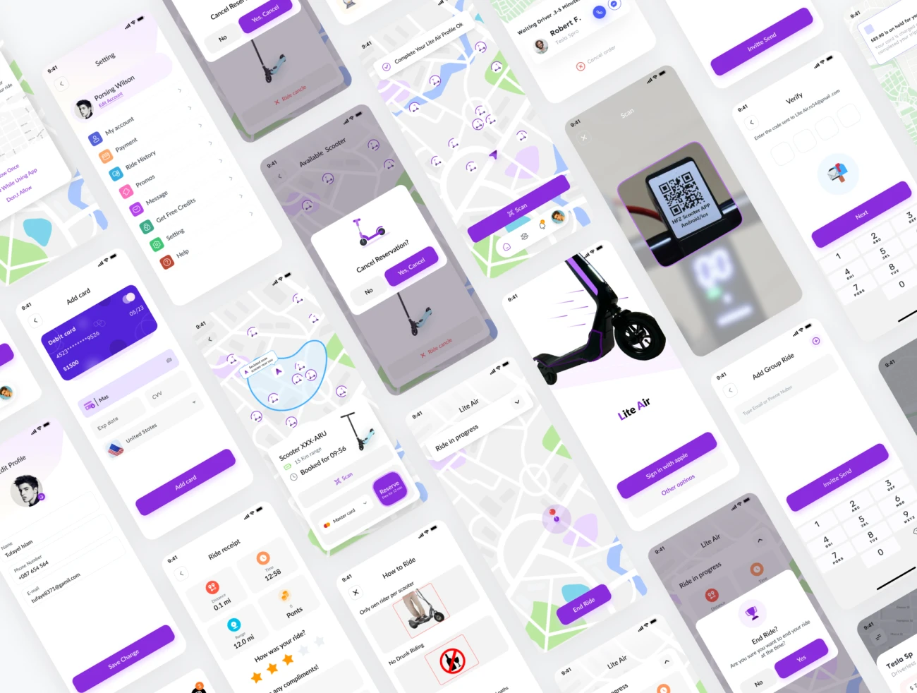 34屏共享电动踏板车UI设计套件素材包 Scooter booking app .figma .sketch插图7