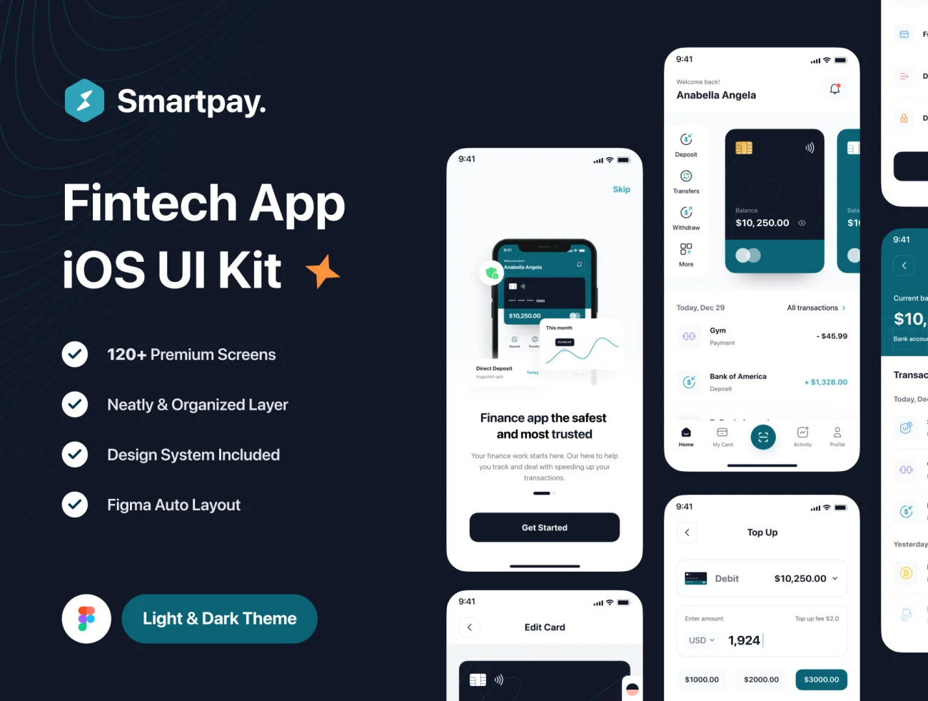 120屏金融记账理财应用UI设计套件 Smartpay – Fintech App iOS UI Kit .figma插图1