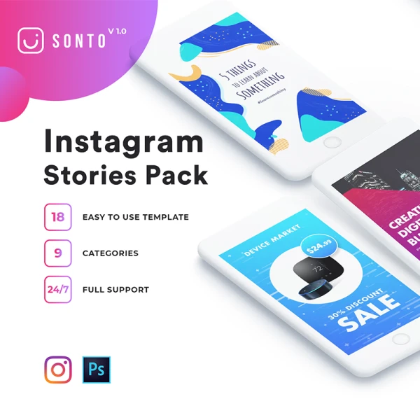 18款instory海报分层模板素材下载 Sonto Instagram Stories .psd