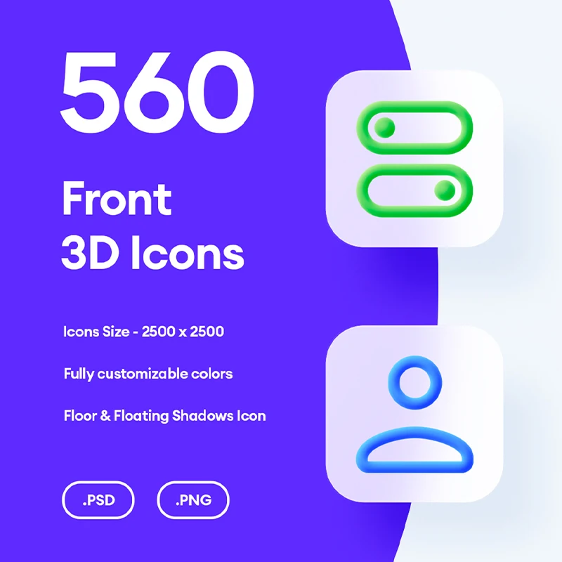 560款箭头视频照片电商金融通讯3D图标 560 Front 3D Icons  .psd缩略图到位啦UI