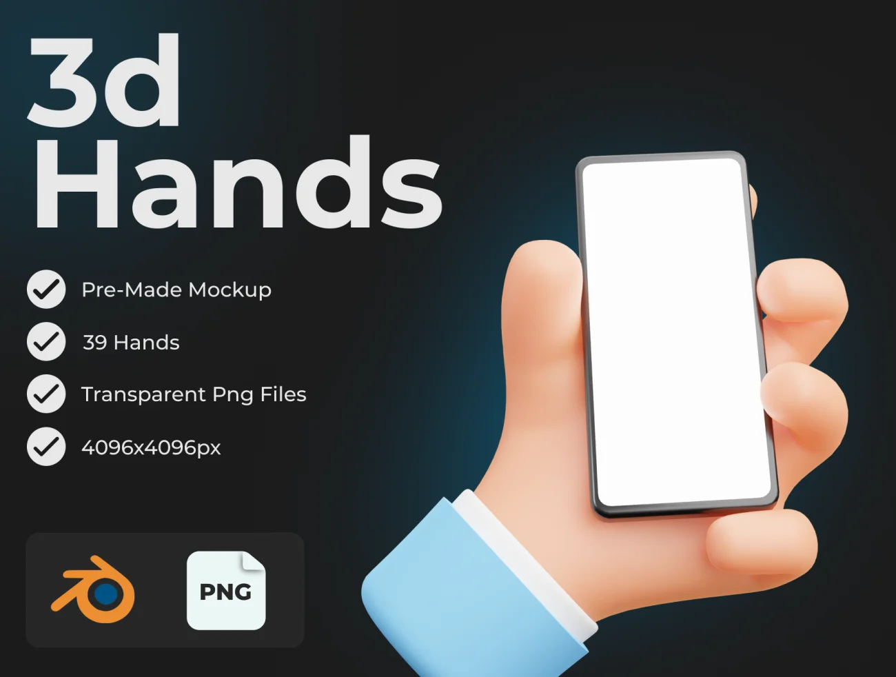 39款3D手势Blender模型素材 Cartoon Hands – 3D Hands  .blender .psd .ai插图1