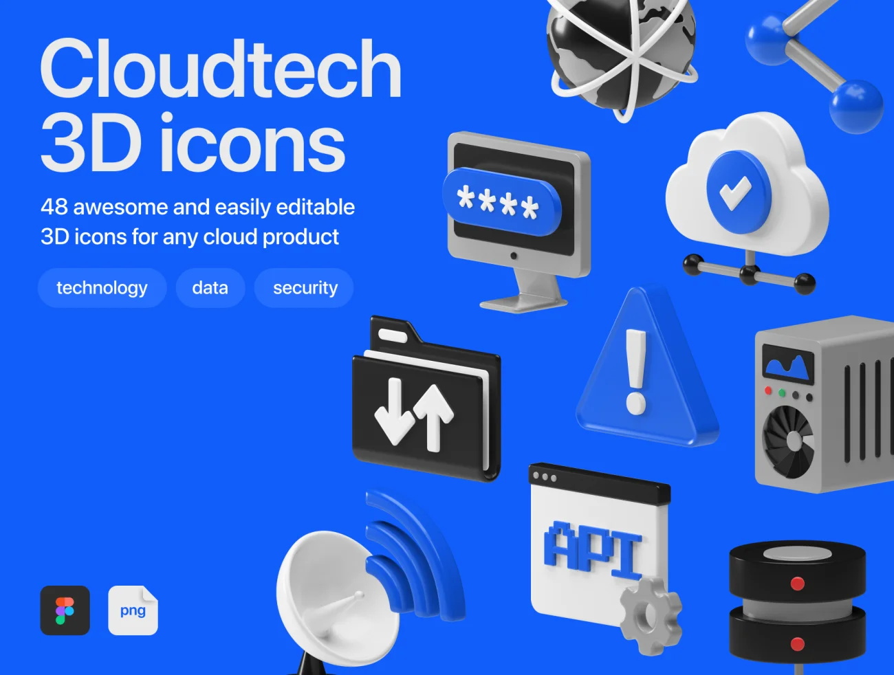 48款数据云服务科技产品3D图标模型素材 Cloudtech 3D icons .figma插图1