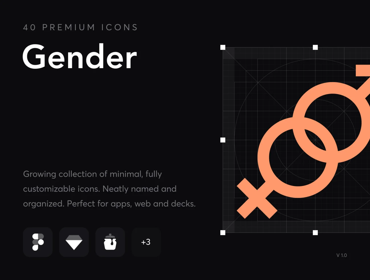 40款男女性别矢量图标合集 Gender - Premium Icons  .sketch .psd .ai .ae .id .wordpress .html .android .ppt .keynote .xd .figma .an-3D/图标-到位啦UI