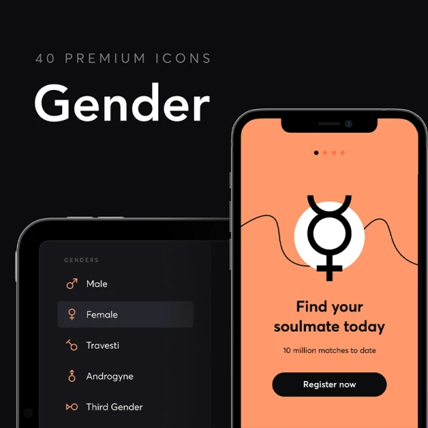 40款男女性别矢量图标合集 Gender - Premium Icons  .sketch .psd .ai .ae .id .wordpress .html .android .ppt .keynote .xd .figma .an