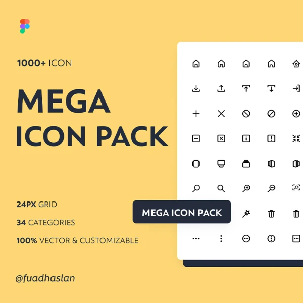 1000款34大类通用图标合集素材下载 Mega Icon Pack  .figma