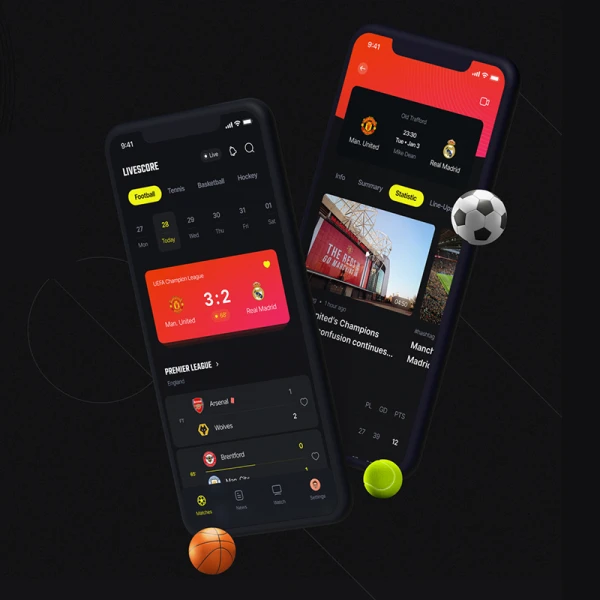 90屏体育赛事安排实时成绩比分应用UI设计套件模板 Monster - Livescore Sport app ui kit  .figma