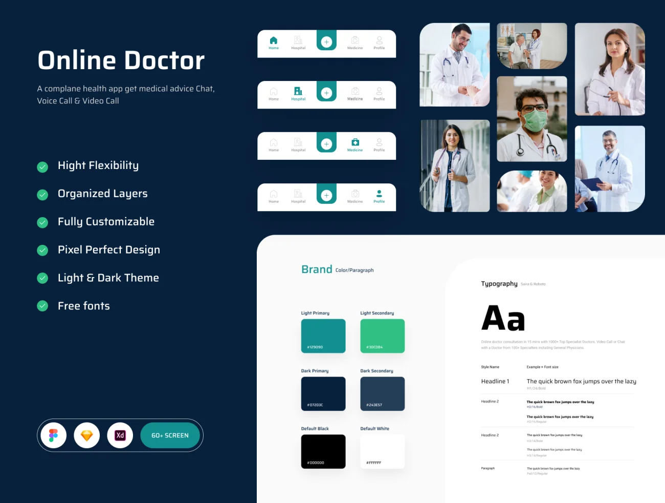 60屏在线门诊医生预约挂号应用UI设计套件素材 Online Doctor App  .sketch .xd .figma插图11