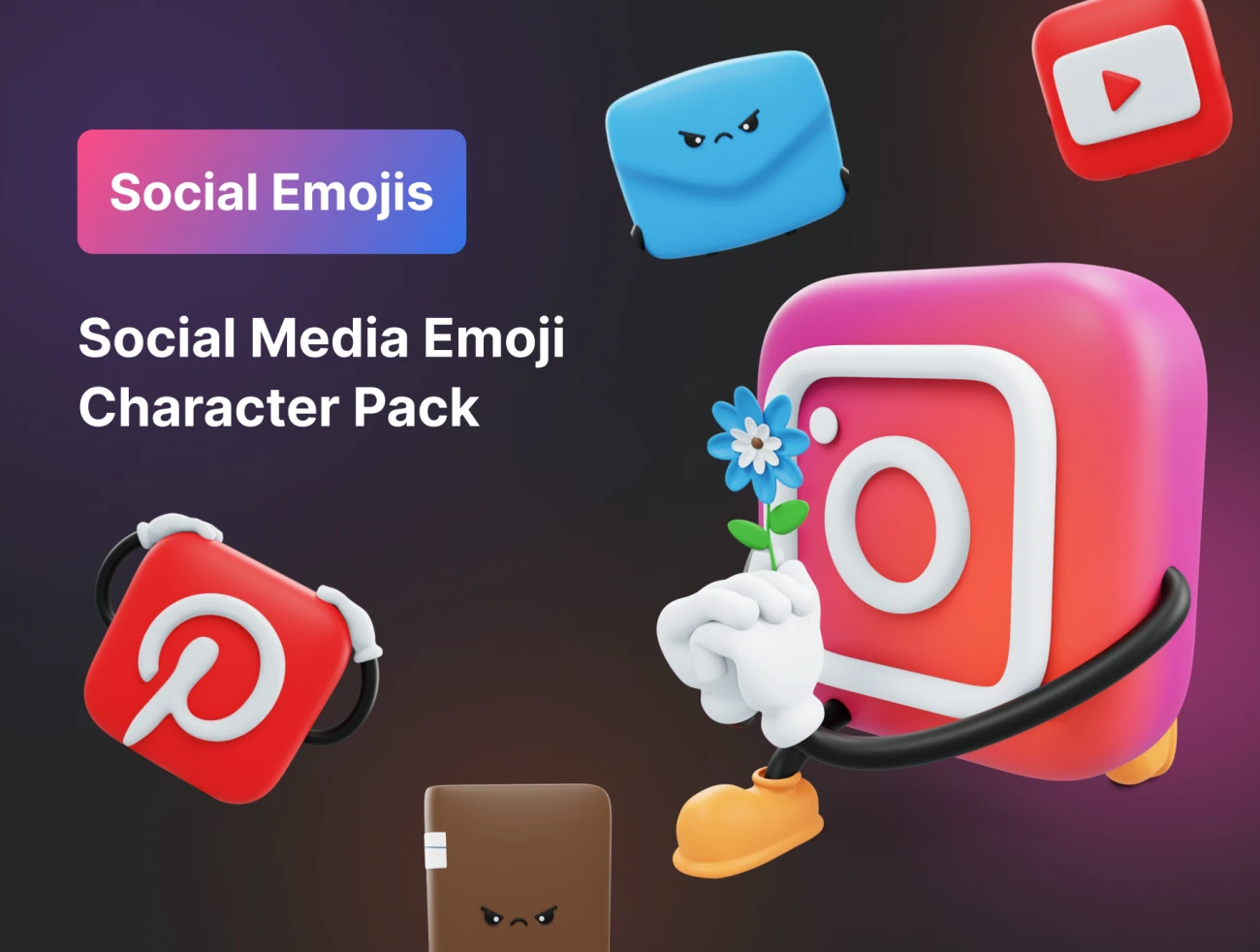 350款社交表情包3D模型图标素材下载 Social Media Emoji Character – Premium 3D Emoji for Social Media  .blender-3D/图标-到位啦UI
