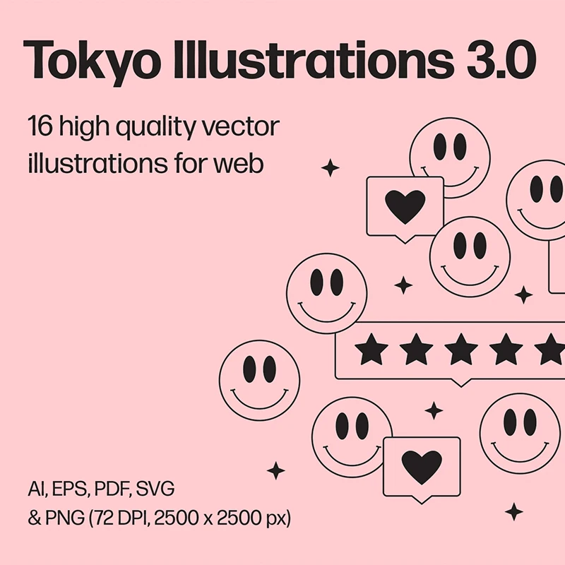 16款黑白漫画风格办公矢量插画素材 Tokyo Illustrations 3.0.0  .sketch .psd .ai .ae .id .ppt .keynote .figma缩略图到位啦UI