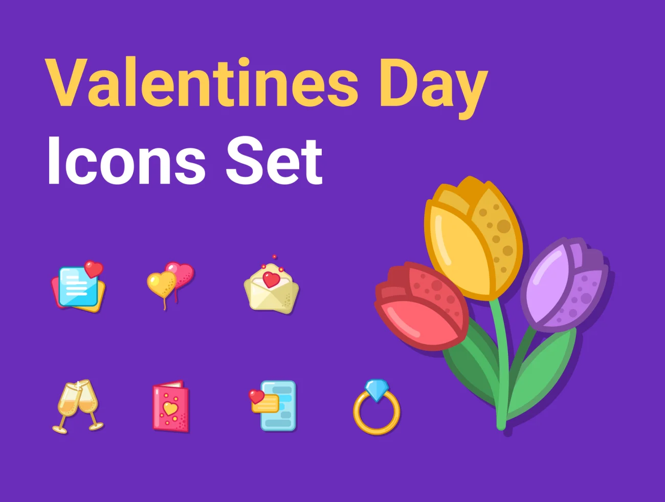 48款情人节多彩矢量图标素材 Valentines Day Icons Set  .figma .iconjar .svg .png插图1