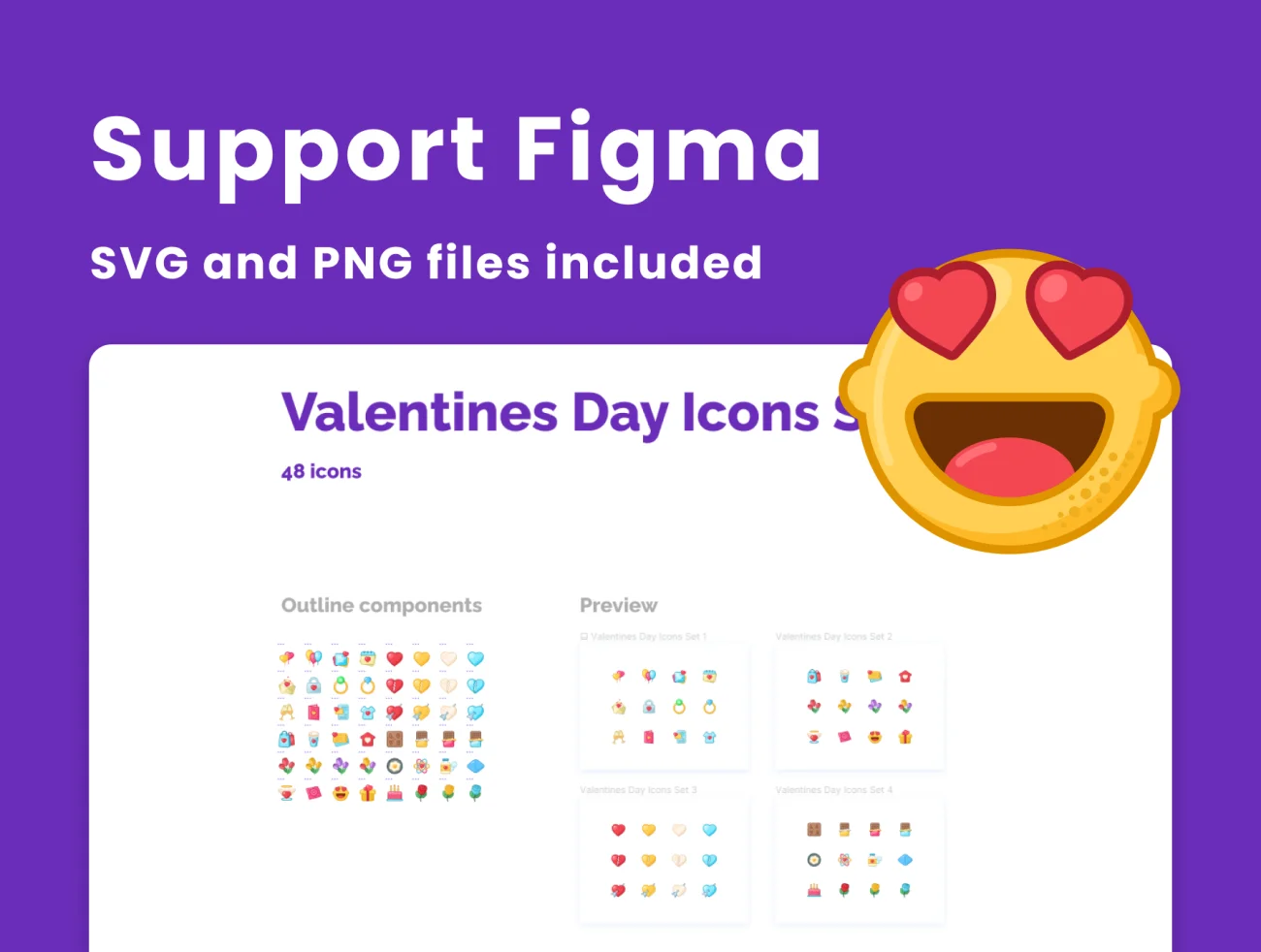 48款情人节多彩矢量图标素材 Valentines Day Icons Set  .figma .iconjar .svg .png插图9