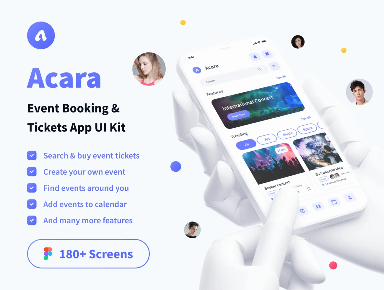180屏活动预订和门票应用程序 UI 套件 Acara – Event Booking & Tickets App UI Kit .figma插图1