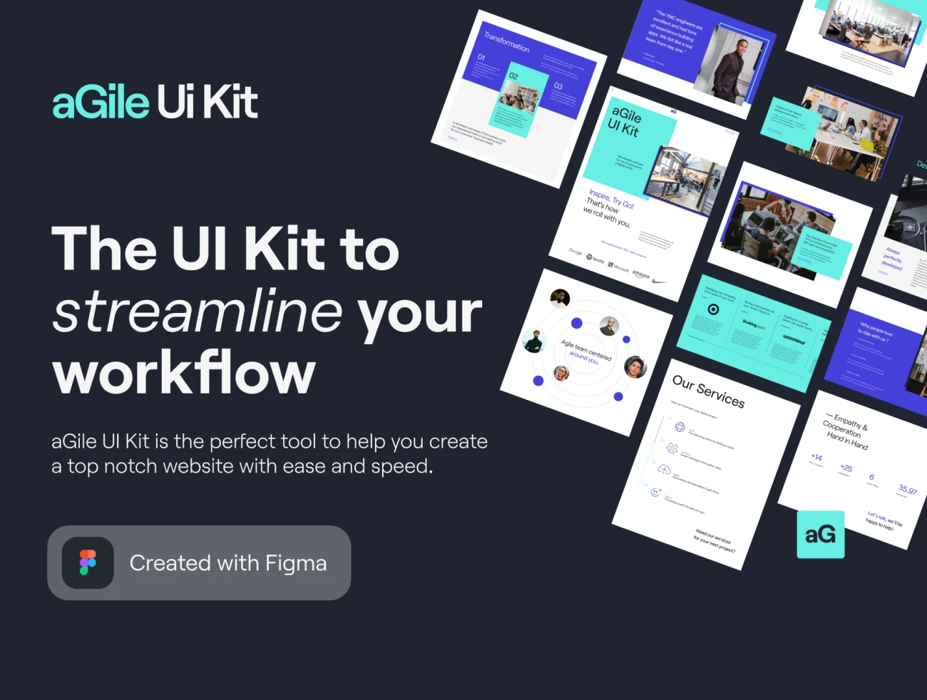 25款网站快速设计搭建模块化套件工具包素材 Agile Startup UI Kit .figma插图1