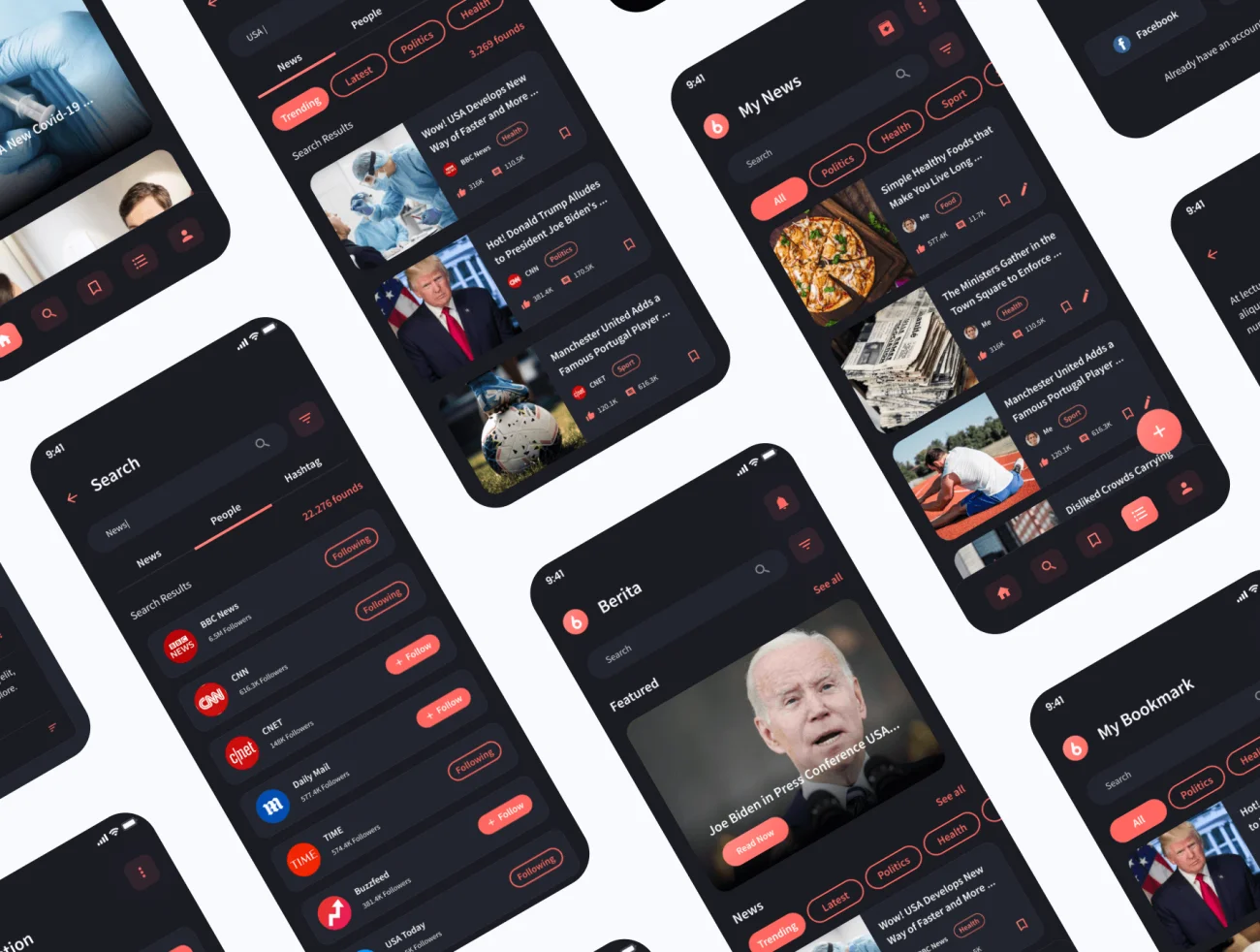 140屏新闻和阅读器应用程序UI设计套件 Berita – News & Reader App UI Kit .figma插图9