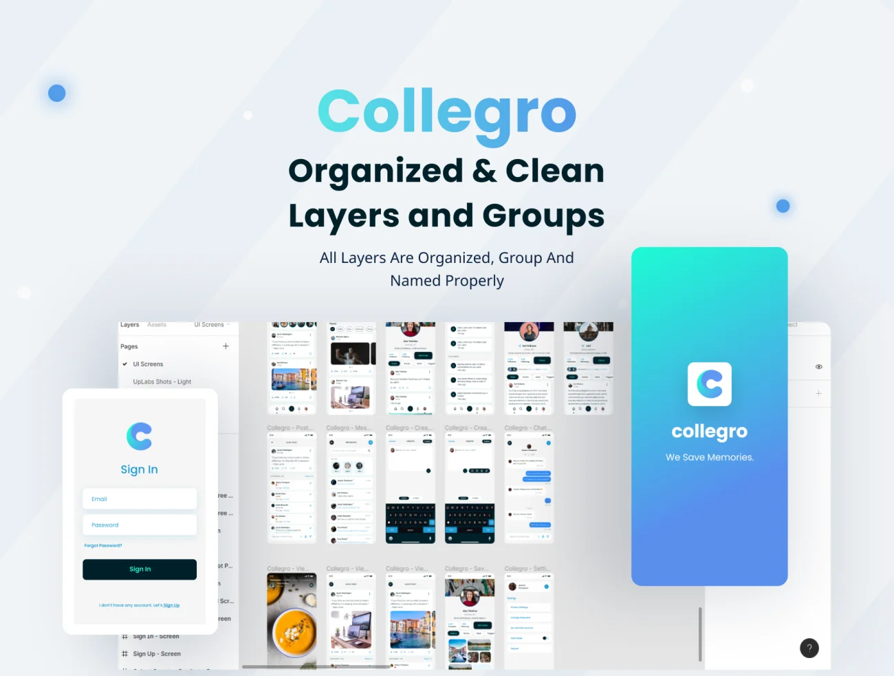 100屏大学社交应用UI设计套件 Collegro – A Premium College Social Media App UI Kit .figma插图3