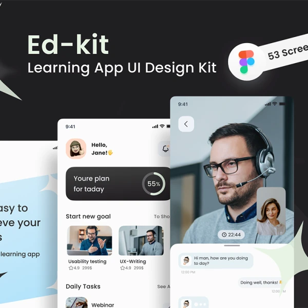 53屏在线教育学习应用UI设计套件 Ed-tech Learning App UI Design Kit .figma