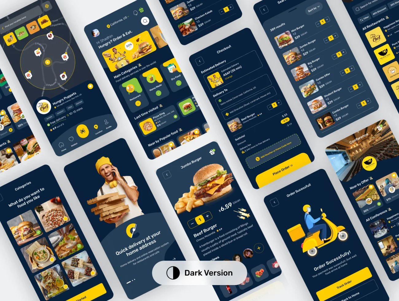 80屏食品外卖点餐配送应用UI设计套件 Food Delivery App .sketch .figma插图9