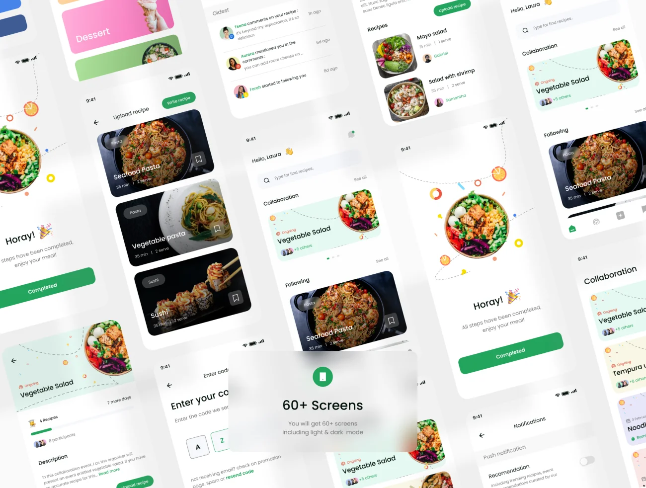 60屏美食食谱烹饪分享应用设计套件 Food Recipe UI KIT .figma插图3