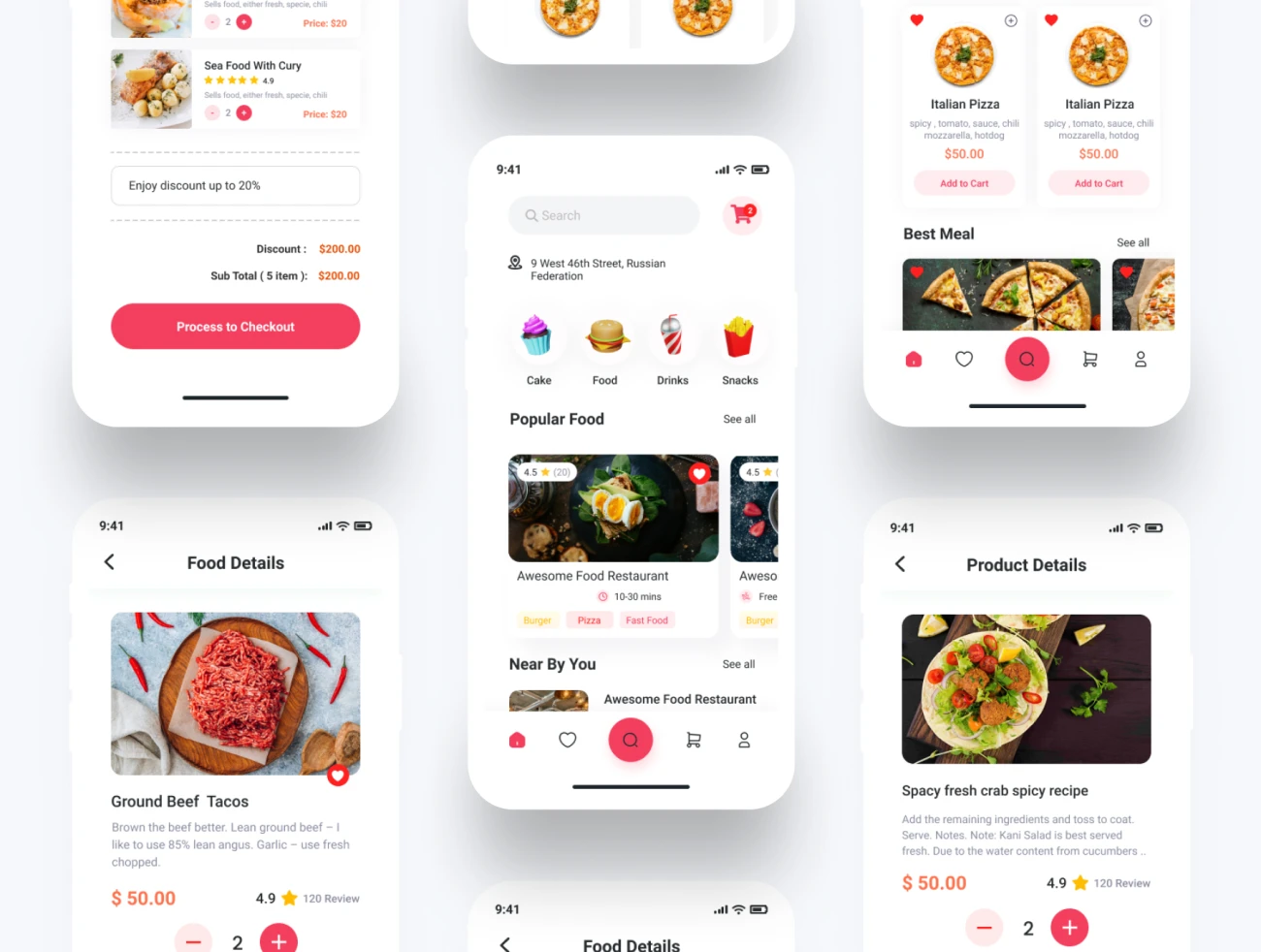 104屏外卖点餐配送应用UI设计套件 FoodPin – Food Delivery App UI Kit .figma插图9