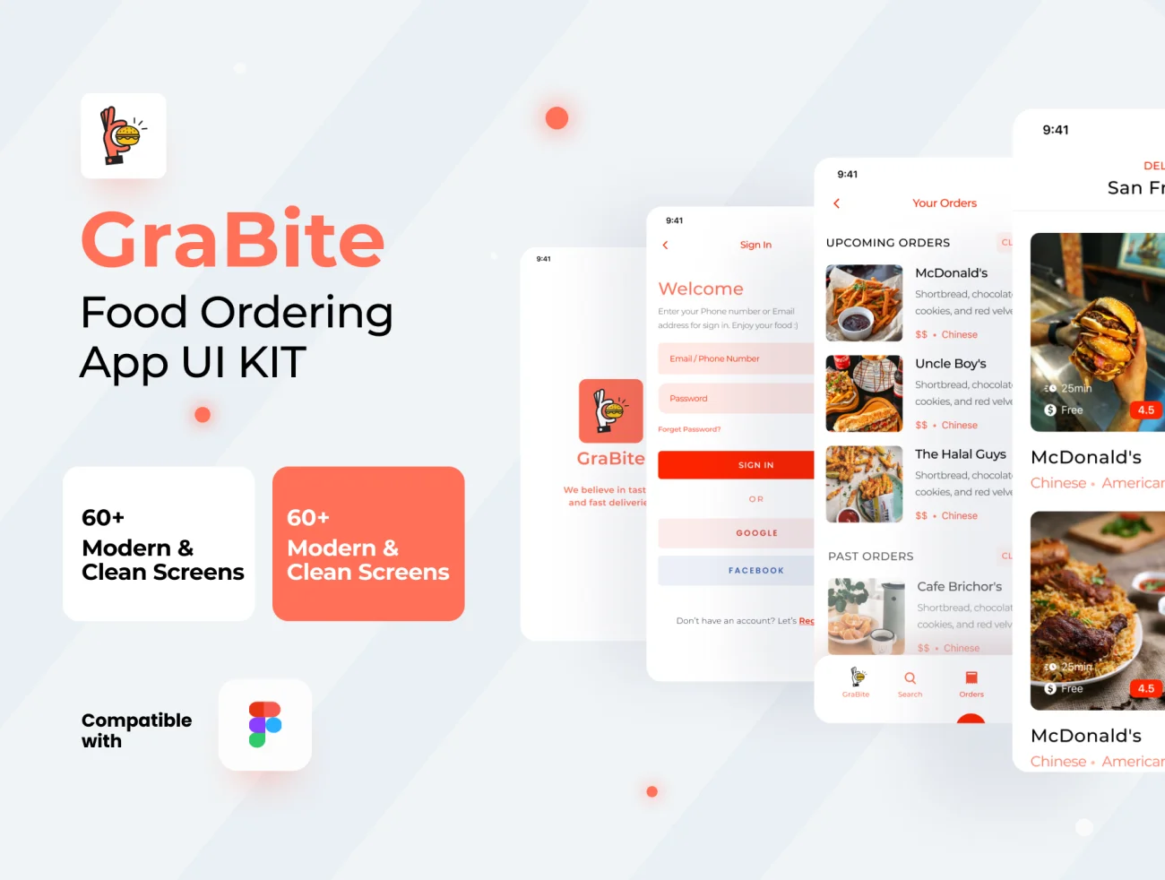 60屏外卖点餐配送应用UI设计套件 GraBite – A Food Order & Delivery App UI Kit .figma插图7