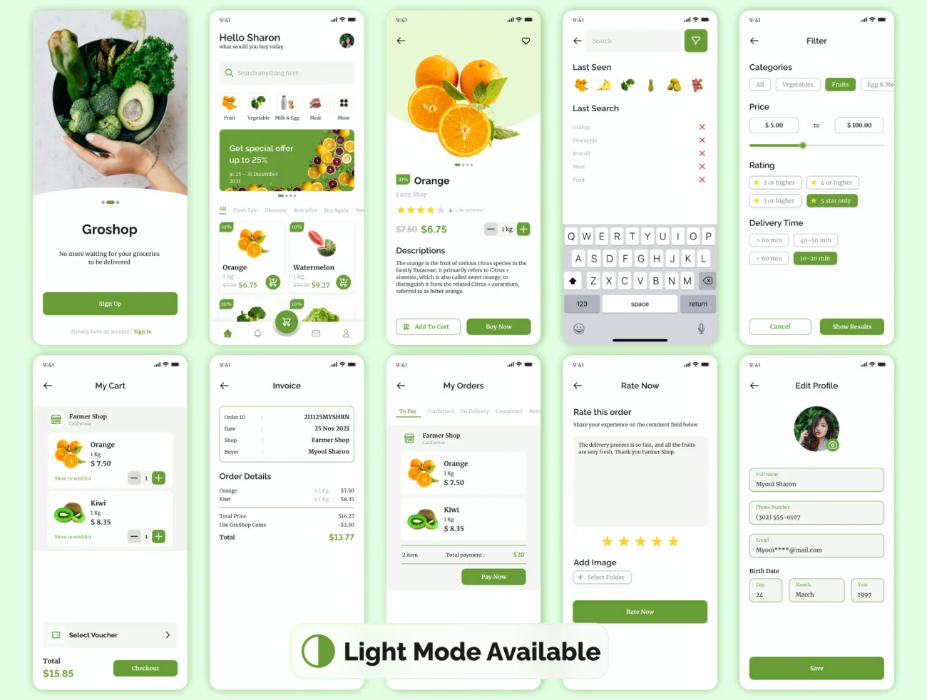 50屏生活百货蔬菜水果采购应用UI设计套件 Groshop – Groceries App UI Kit .figma插图7