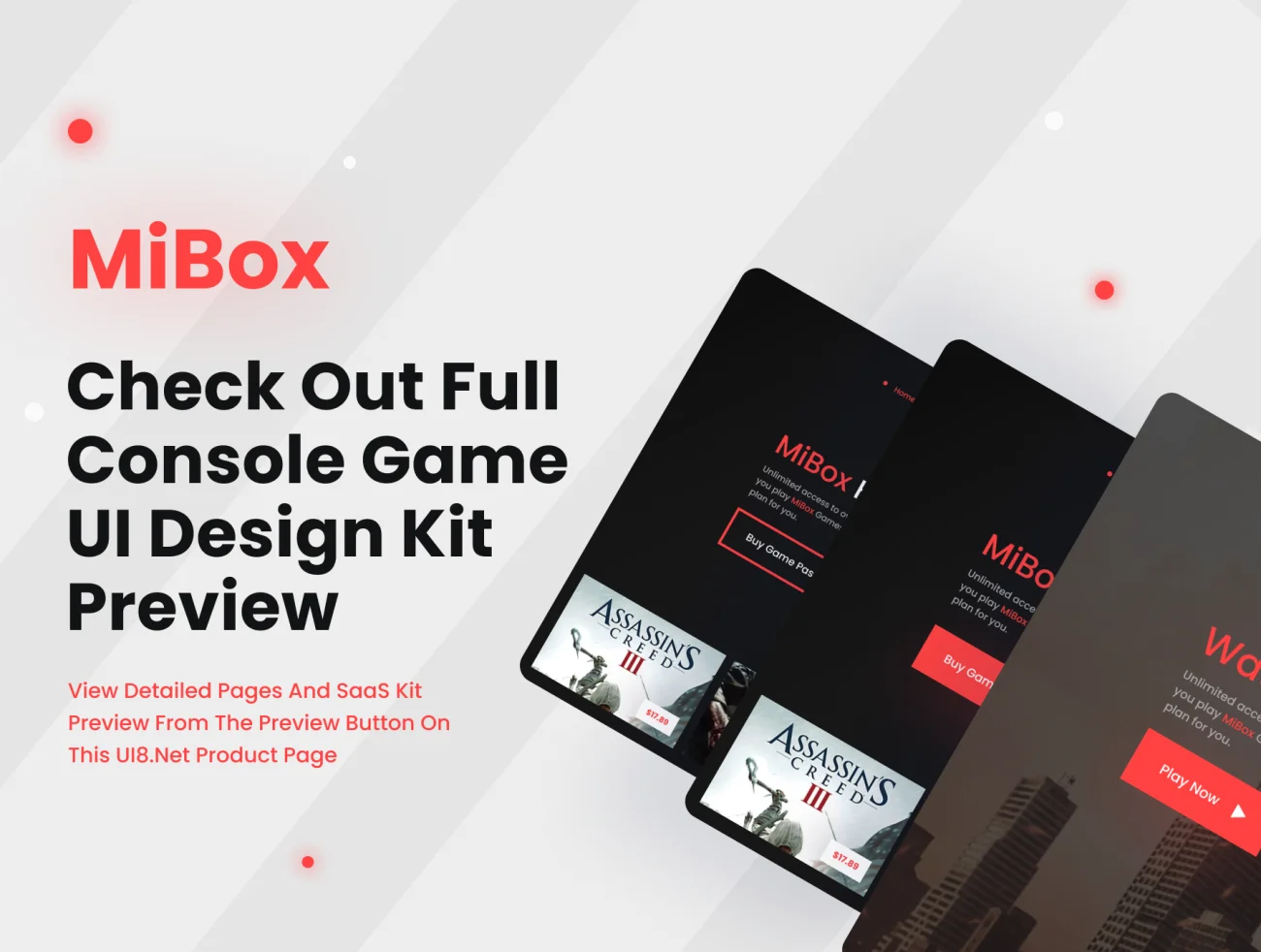10屏游戏控制平台UI设计套件 MiBox - A Console Game Platform UI Design Practice Kit .figma-UI/UX、ui套件、主页、介绍、付款、卡片式、应用、社交、网站、详情-到位啦UI