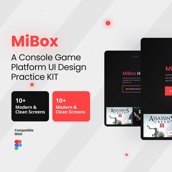 10屏游戏控制平台UI设计套件 MiBox - A Console Game Platform UI Design Practice Kit .figma