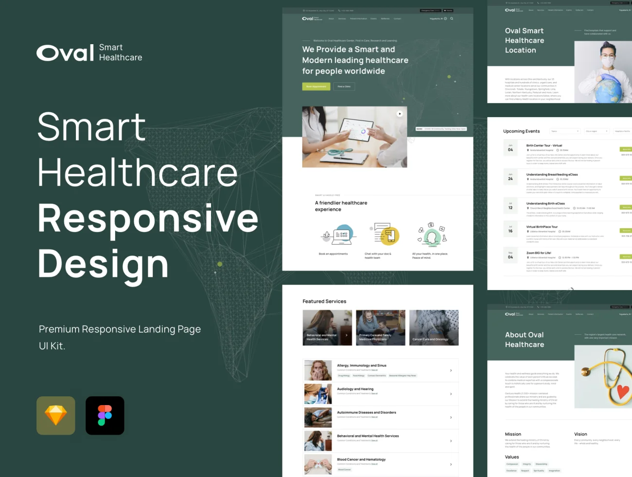 7款医疗保健产品网站设计模板素材 Oval- Healthcare Landing Page Template .sketch .figma插图1