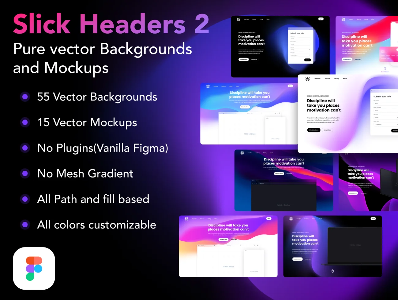 55款矢量海报背景智能样机UI设计套件 Slick Headers 2.0 .figma插图1