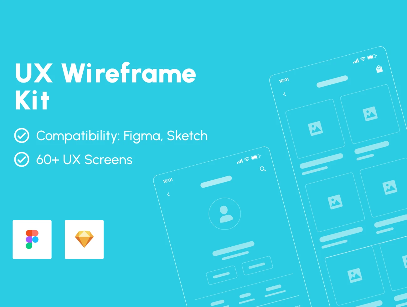 60屏应用线框原型图UI设计套件 UX Wireframe Kit .figma插图1
