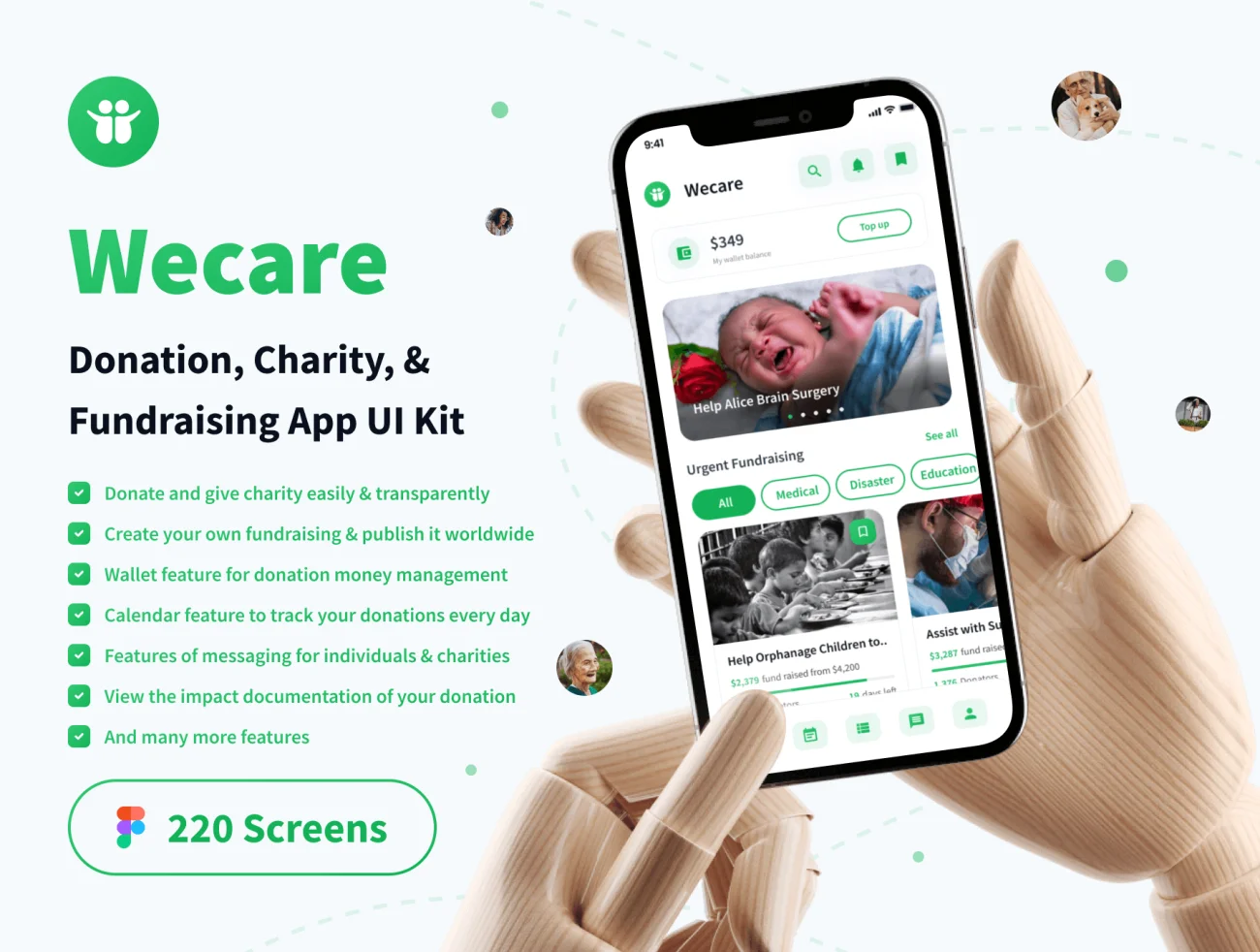 220屏慈善捐款应用UI设计套件 Wecare – Donation, Charity, & Fundraising App UI Kit .figma插图9