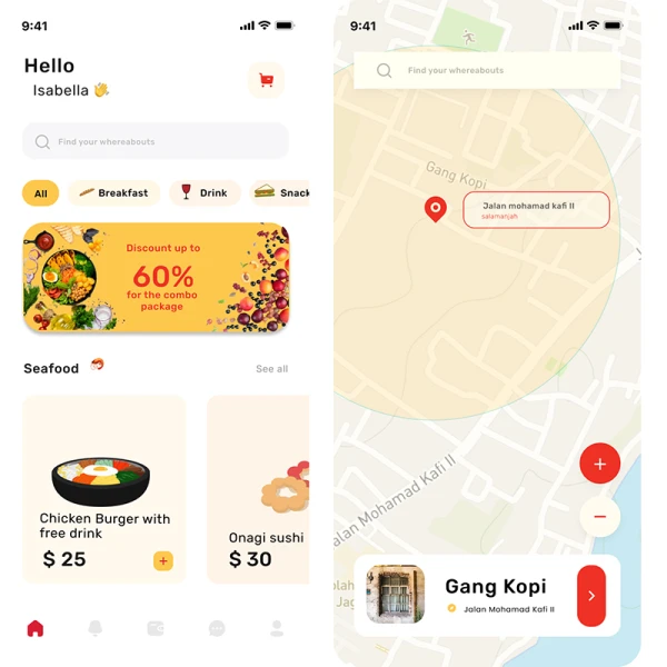 32屏美食外卖点餐配送应用UI设计套件 Chef Food Delivery app ui kit .figma