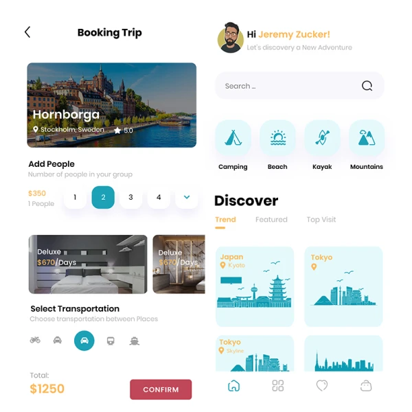 35屏景点机票门票预订旅游应用UI设计套件 ED - Travel App .xd .sketch .figma