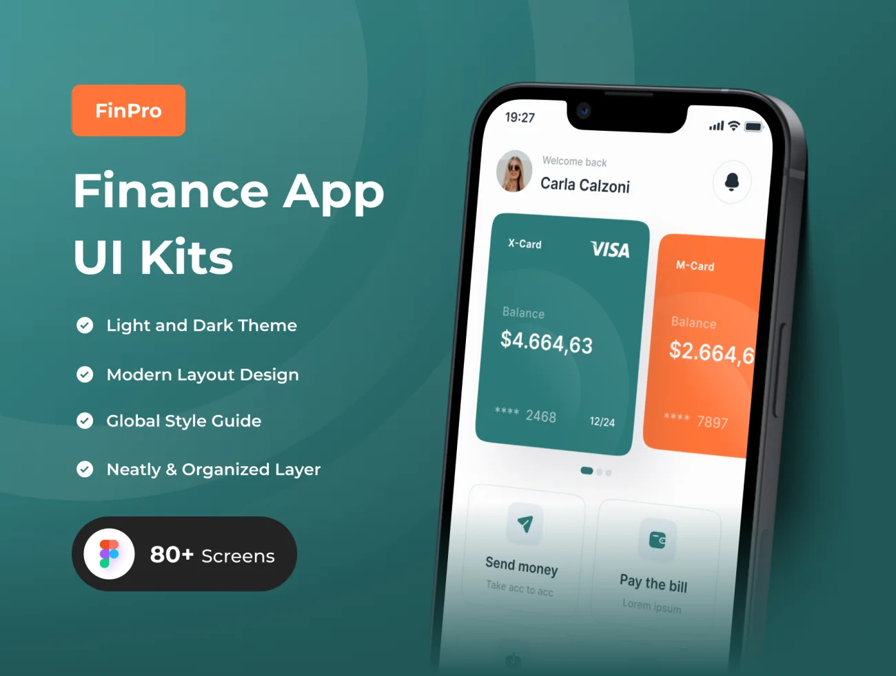 80屏财务应用程序UI素材 FinPro – Finance Apps UI Kit .figma插图1