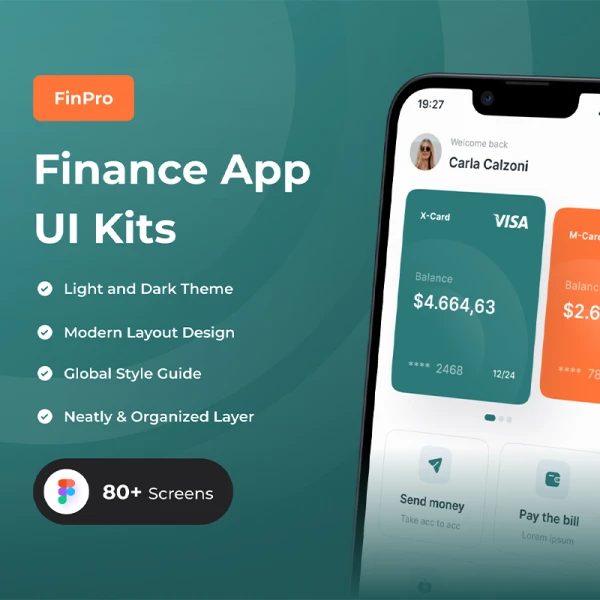 80屏财务应用程序UI素材 FinPro - Finance Apps UI Kit .figma