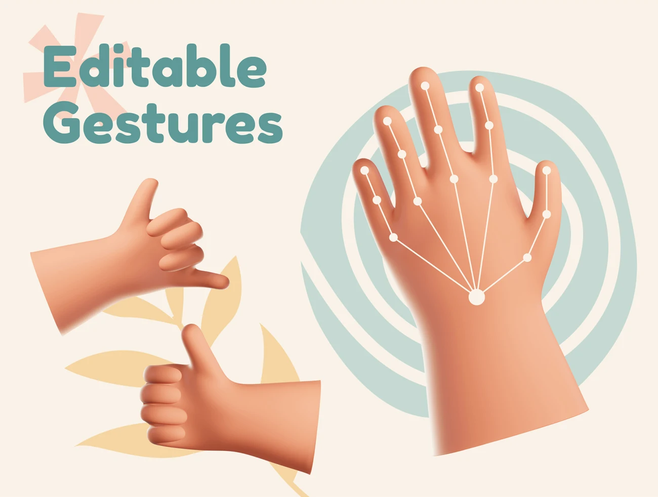 25款可爱3D手势交互样机模型 Hands Gesture 3D Icons .blender .psd插图7