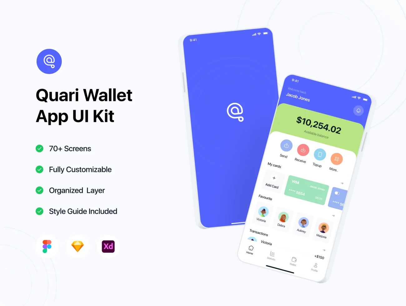 70屏电子钱包应用程序UI设计套件模板 Quari Wallet App UI Kit .sketch .xd .figma插图1