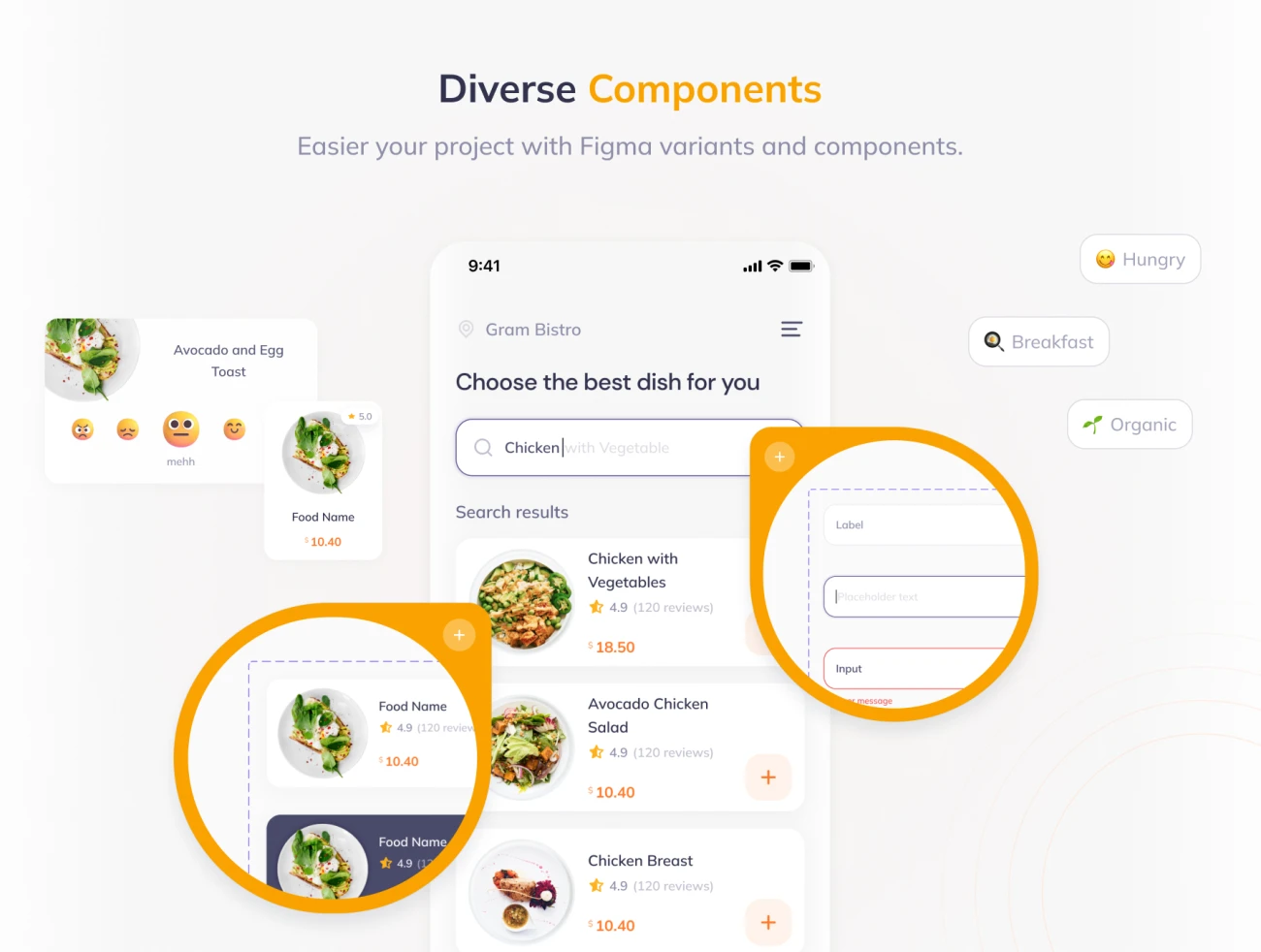 100屏点餐应用程序UI设计套件 Restaurant Smart menu .figma插图3
