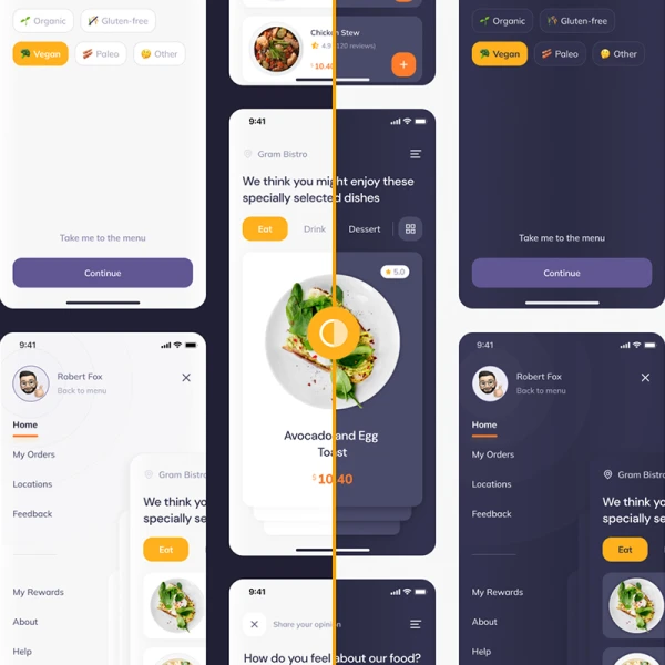 100屏点餐应用程序UI设计套件 Restaurant Smart menu .figma