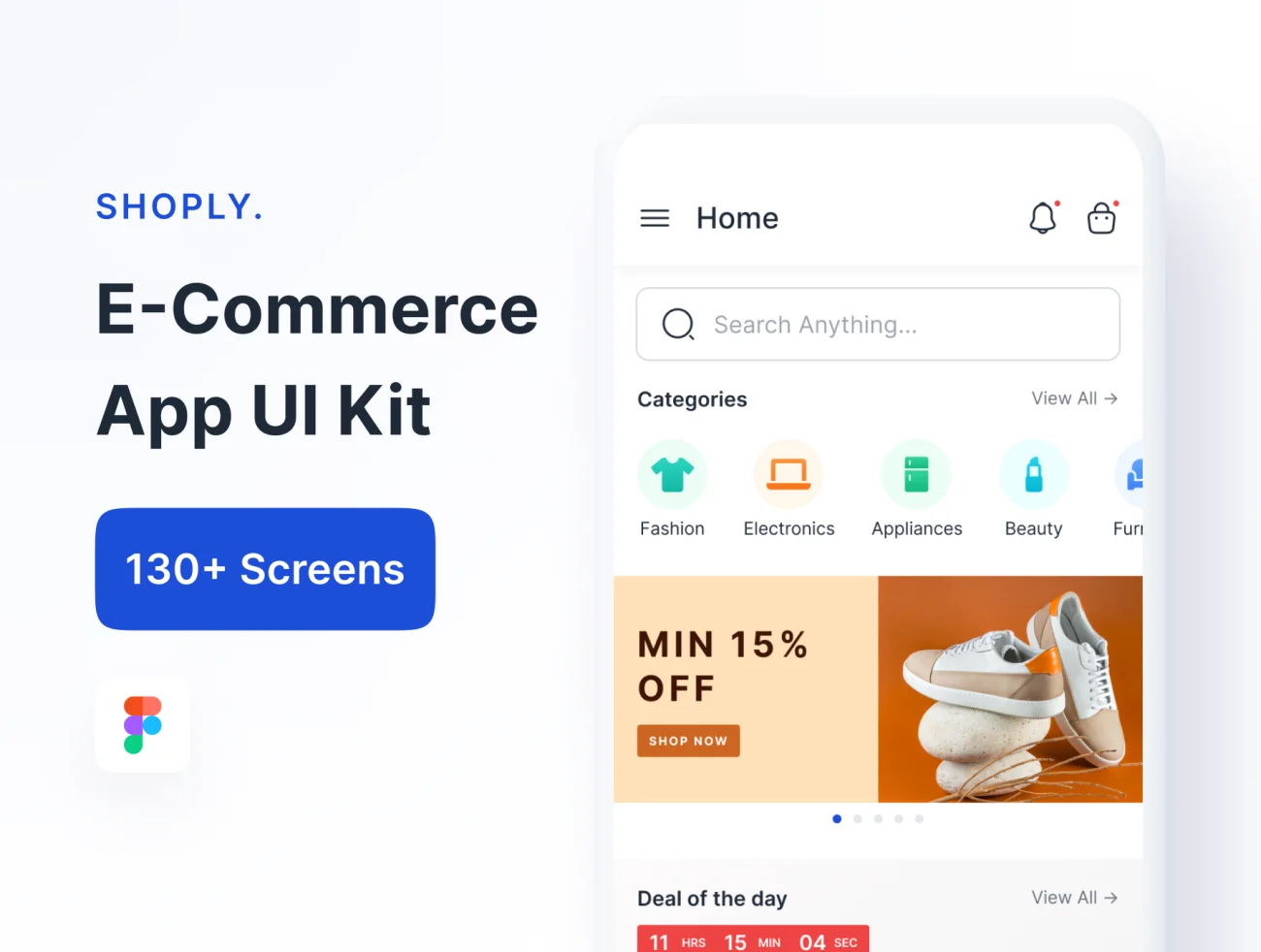 130屏电子商务应用程序UI套件 Shoply – E-Commerce App UI Kit .figma插图1