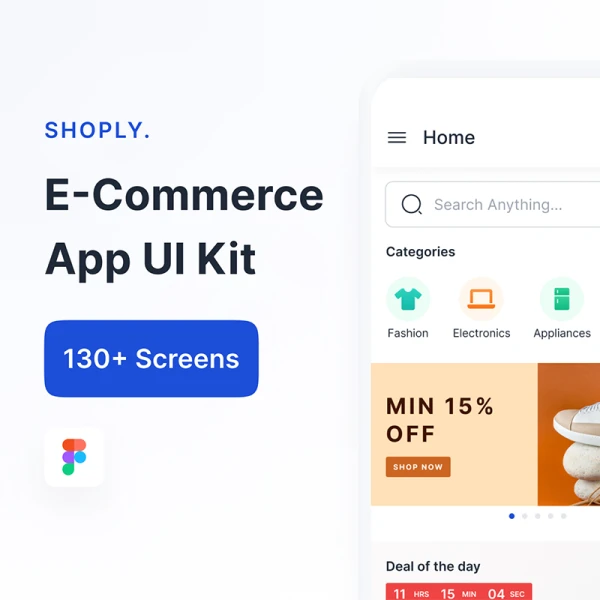130屏电子商务应用程序UI套件 Shoply - E-Commerce App UI Kit .figma