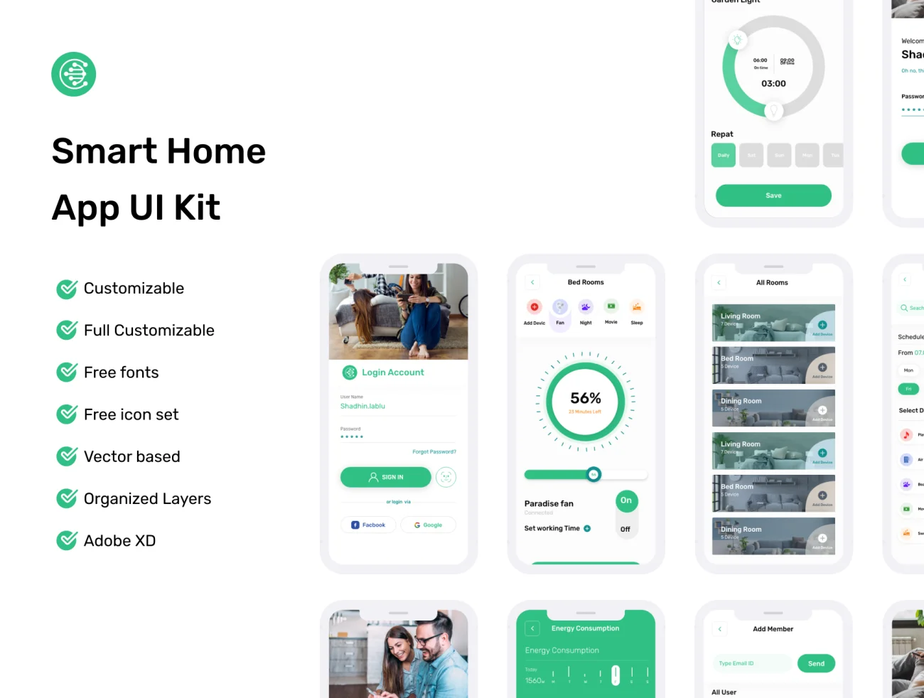 24屏智能家居应用程序UI设计套件 Smart Home App .xd .figma插图3
