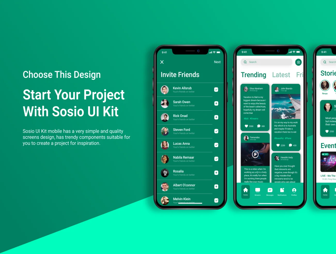 31屏高质量社交应用UI设计套件 Sosio - Social Application Mobile UI Kit .figma-UI/UX、ui套件、主页、博客、应用、社交、聊天-到位啦UI