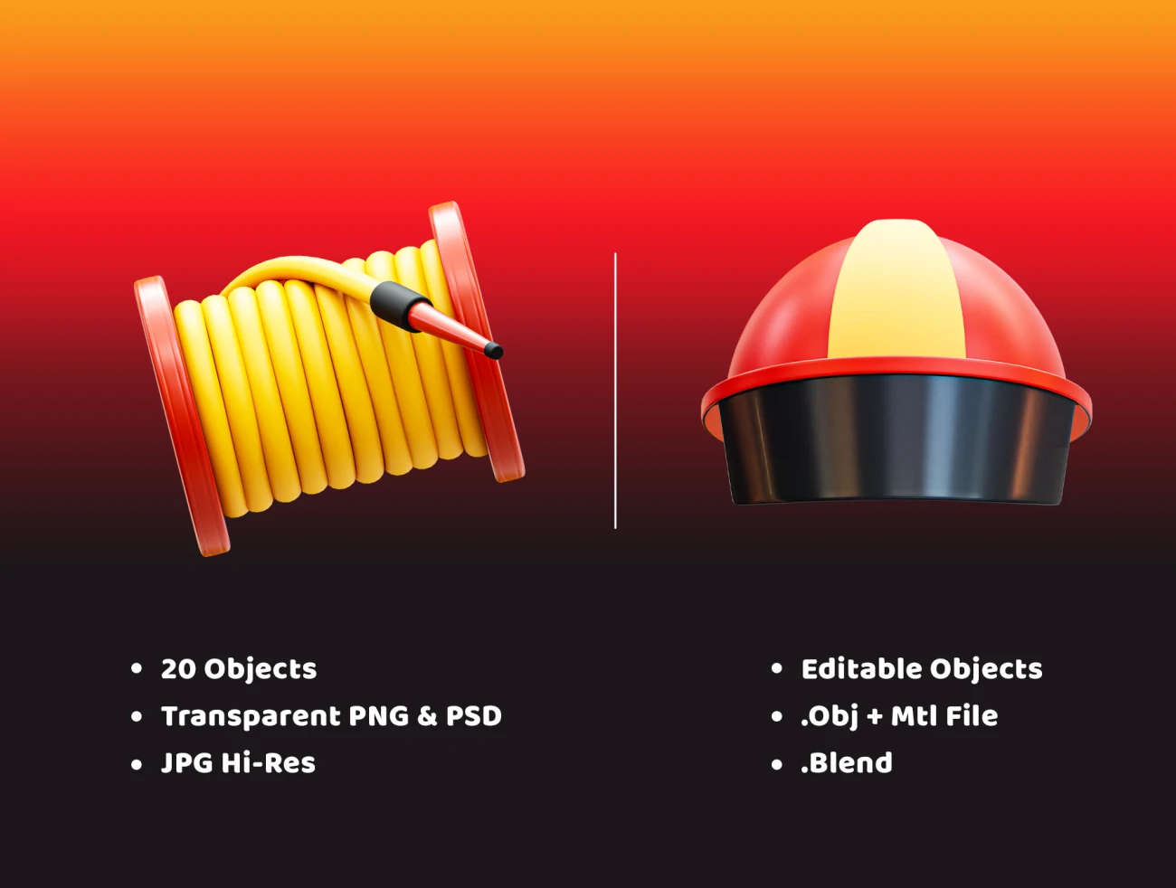 20款火灾消防救援3D图标模型素材下载 3d Firefighter Icon .blender .psd插图7