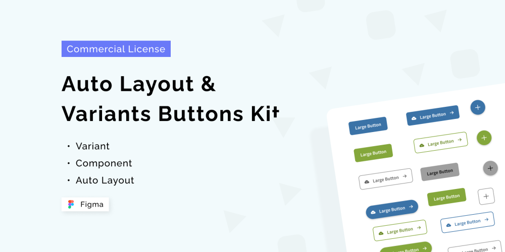 figma自动布局和变体选项按钮工具包套件 Auto Layout & Variants Buttons Kit .figma插图1