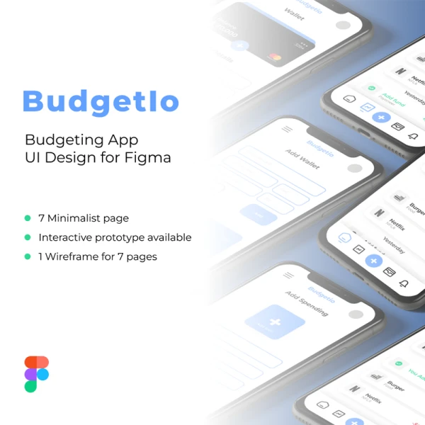 7屏理财资金预算应用UI设计套件 BudgetIo App UI design in Figma file .figma